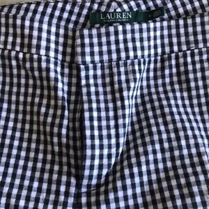 Black and white checked trousers